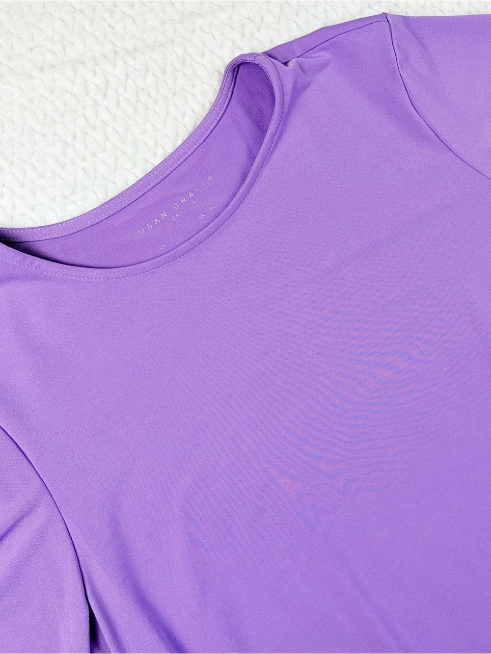 Susan Graver Essentials Purple Short Sleeve Top Size Large**